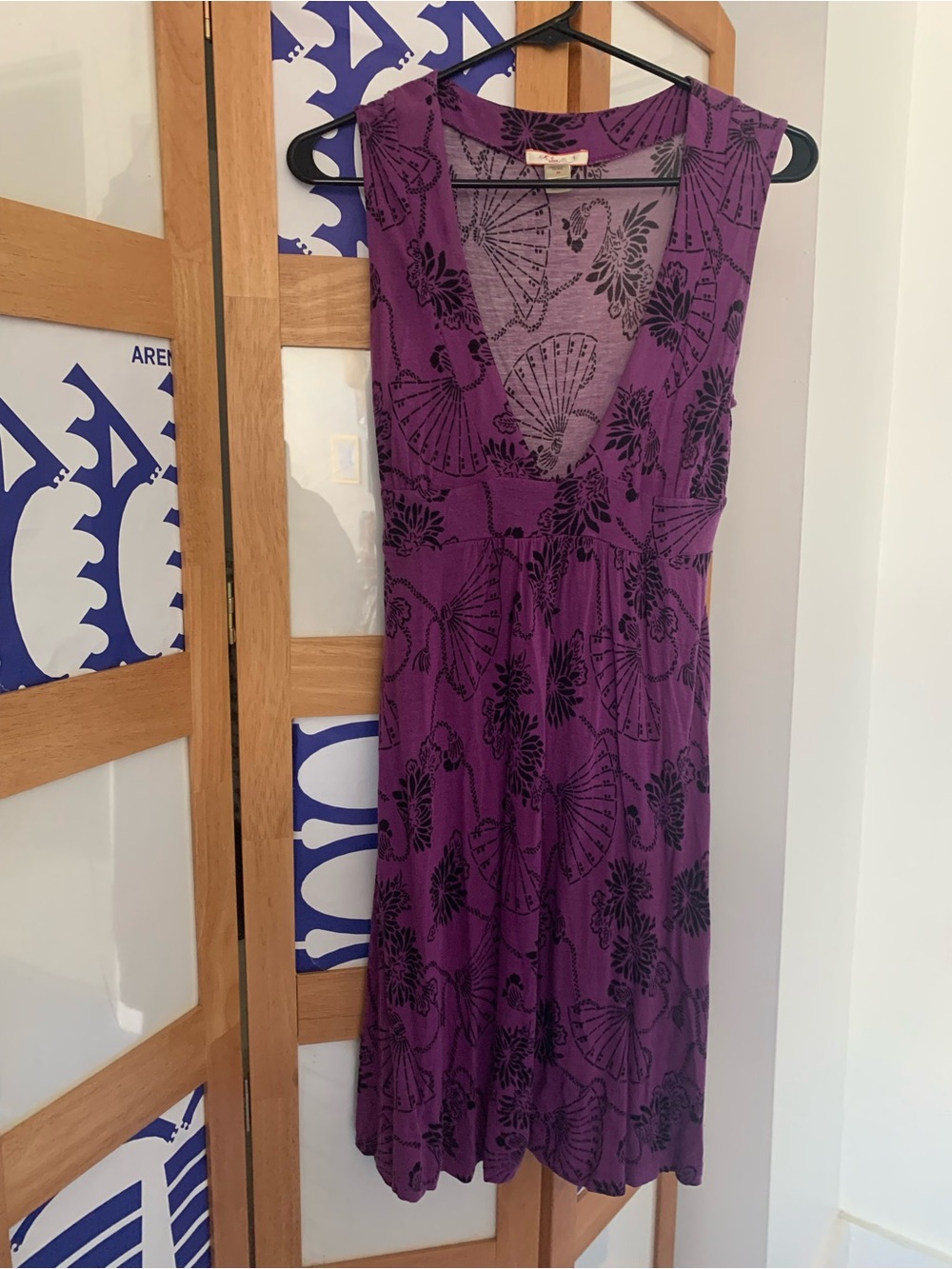 Purple Floral Print V-Neck Women's Dress